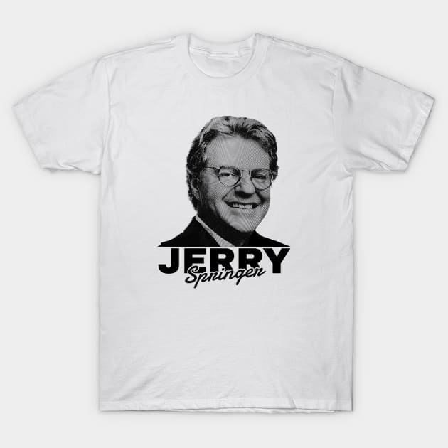 Jerry Springer - black radial style T-Shirt by HANASUISI